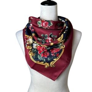 Berkshire Made in Italy Floral Square Scarf Wrap Boho Bohemian Hippie Festival